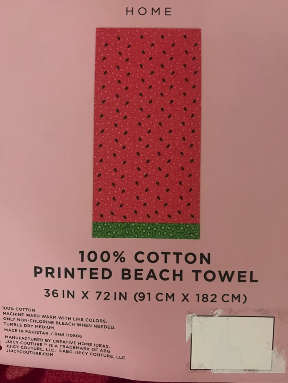Juicy Couture Watermelon Leopard Print Beach Towel